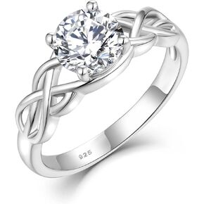 STARCHENIE Celtic Knot Ring for Women 925 Sterling Silver Statement Rings Size 5-10