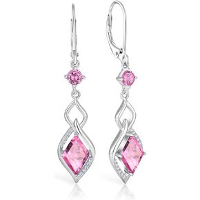 RGEMCY Infinity Dangle Earrings - 925 Sterling silver Rhombus Cubic Zirconia Leverback earrings gifts for women