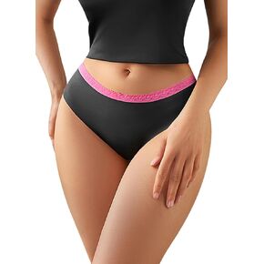 Hibluco Women's Underwear Thongs Color Contrast Waist Panties No Show Underpants