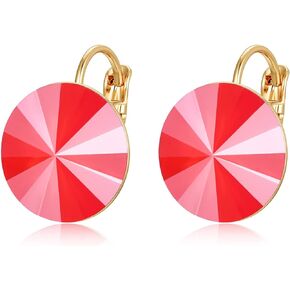 Crystals Bella Drop Earrings 18K Yellow Gold Plated Round Crystals Dangle Leverback Earrings for Women