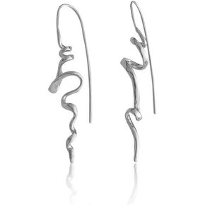 Silver Gold Earrings for Women Trendy Spiral Threader Earrings Silver Dangle Drop Earrings Hypoallergenic 14k Gold Unique Earrings Women Twist Simple Earrings Unique Jewelry for Women