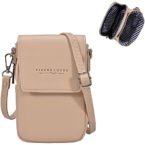 Sunwel Fashion Double Sections Cell Phone Bag Zipper Pocket with 5 Credit Card Slots Crossbody Purse Shoulder Bag for Women