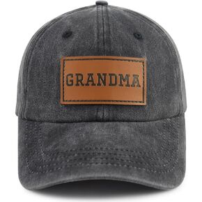 Gsspvii Grandma Leather Patch Hat for Women, Funny Adjustable Cotton Grandmother Baseball Cap