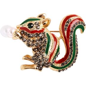 Cute Squirrel Brooch Pin Colorful Enamel Crystal Squirrel Animal Brooch Collection Accessories Unique Gifts for Women Teen Girls