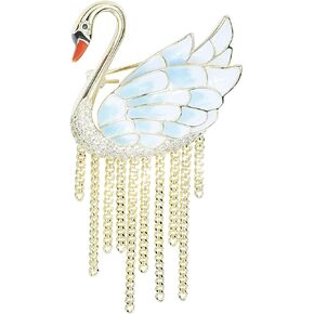 Elegant Black Cubic Zirconia Crystal Swan Bird Brooch Pins Breastpin Bouquet Wedding Jewelry Pendant for Women Bridal Gift
