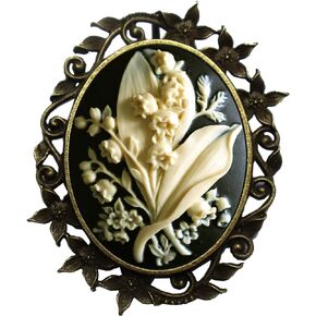 Cameo Brooch Pin Classic Decor Antique Brass Necklace Combination Fashion Jewelry Pouch for Gift in Kuwait