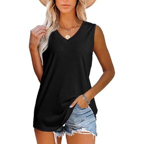 JomeDesign Womens Tank Tops Summer Sleeveless V Neck T Shirts Casual Tunic Tops for Leggings Loose Fit