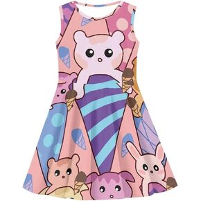 Causal A Line High Waist Twirly Swing Tank Dress Unique Adorable Sundress Fit Girls for 3-16 Years Old