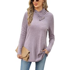 LuckyMore Womens Long Sleeve Cowl Neck Tunic Tops Dressy Casual Fall Shirts Pullover Sweaters