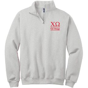 Chi Omega Quarter Zip Cadet Collar Sweatshirt - Chi Omega Sorority Merchandise