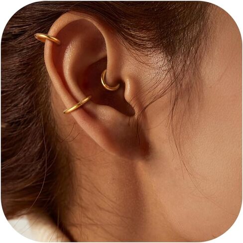 ORAZIO Hypoallergenic Hoop Earrings for Women 316L Stainless Steel Small Hoop Earrings 18G Womens Earrings Hoops Silver Gold Black Huggie Earrings Lightweight Cartilage Earring Thick Hoop Earrings Set 6-12MM in Kuwait