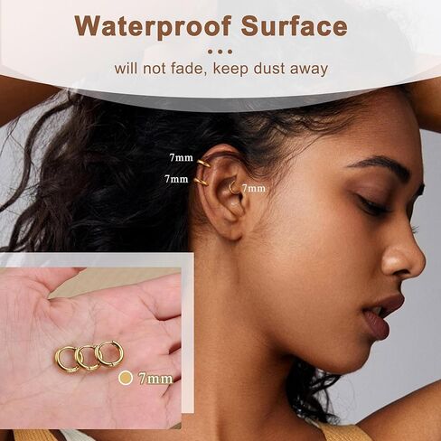 ORAZIO Hypoallergenic Hoop Earrings for Women 316L Stainless Steel Small Hoop Earrings 18G Womens Earrings Hoops Silver Gold Black Huggie Earrings Lightweight Cartilage Earring Thick Hoop Earrings Set 6-12MM in Kuwait