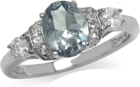 Silvershake Genuine Gemstone White Gold Plated 925 Sterling Silver Modern Statement Right Hand or Dress Ring in Saudi Arabia
