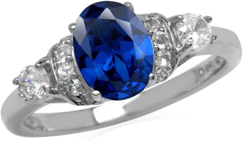 Silvershake Genuine Gemstone White Gold Plated 925 Sterling Silver Modern Statement Right Hand or Dress Ring in Saudi Arabia