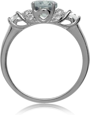 Silvershake Genuine Gemstone White Gold Plated 925 Sterling Silver Modern Statement Right Hand or Dress Ring in Saudi Arabia