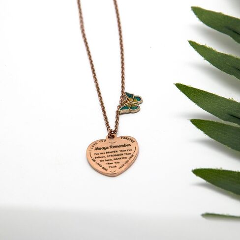 عقد بقلادة على شكل فراشة وقلب الحب بلون ذهبي وردي بعبارة «Always Remember You are Braver Than You Believe You are Braver Than You Believe» هدايا ملهمة للبنات المرا in Kuwait
