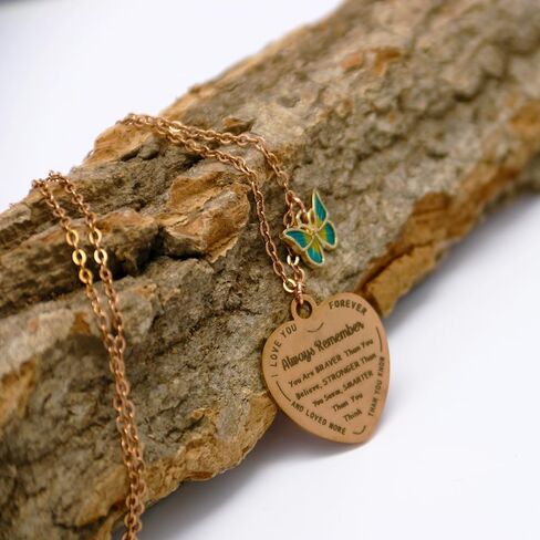 عقد بقلادة على شكل فراشة وقلب الحب بلون ذهبي وردي بعبارة «Always Remember You are Braver Than You Believe You are Braver Than You Believe» هدايا ملهمة للبنات المرا in Kuwait