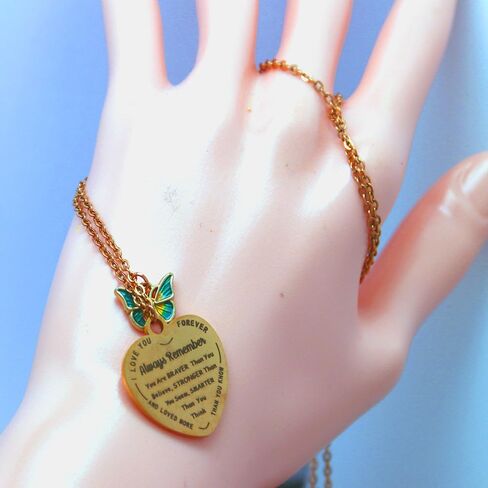 عقد بقلادة على شكل فراشة وقلب الحب بلون ذهبي وردي بعبارة «Always Remember You are Braver Than You Believe You are Braver Than You Believe» هدايا ملهمة للبنات المرا in Kuwait