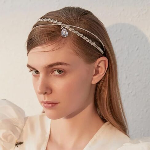 قلادة شوكر على شكل تاج مرصعة باحجار الراين متعددة الاغراض من الالماس والفضة اللامعة، قلادة شوكر من الزركون على شكل قطرة ماء للرقبة، قلادة عنق كريستالية على شكل تاج للراس، عصابة راس للحفلات الراقصة in Kuwait