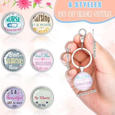 36 Pcs Nurse Appreciation Gifts Keychain Accessories Thank You Gift with Inspirational Quote for Doctor Practitioner Nursing Student Nurse Gifts Keychain Gifts Bulk for Graduation Birthday, 6 Styles in Saudi Arabia