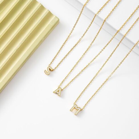 jsjoy الذهب الماس القلائد الأولية للنساء الفتيات، قلادة صغيرة الأولي حرف a-z قلادة قلادة قلادة مكعب زركونيا القلائد الماس قلادة قلادة كريستال قلادة مجوهرات للفتيات في سن المراهقة in Kuwait