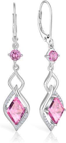 RGEMCY Infinity Dangle Earrings - 925 Sterling silver Rhombus Cubic Zirconia Leverback earrings gifts for women in Saudi Arabia