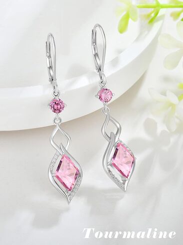 RGEMCY Infinity Dangle Earrings - 925 Sterling silver Rhombus Cubic Zirconia Leverback earrings gifts for women in Saudi Arabia