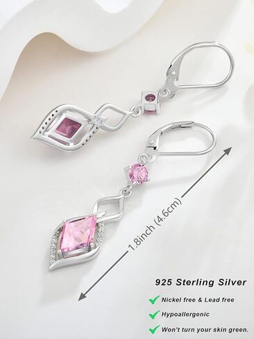 RGEMCY Infinity Dangle Earrings - 925 Sterling silver Rhombus Cubic Zirconia Leverback earrings gifts for women in Saudi Arabia