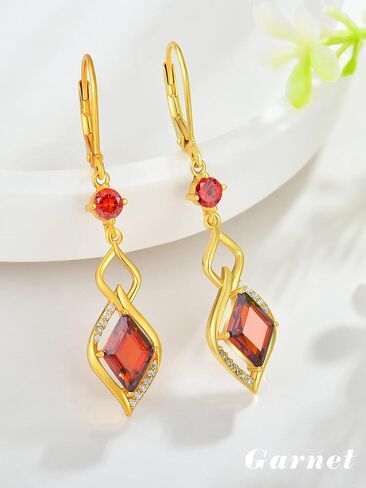 RGEMCY Infinity Dangle Earrings - 925 Sterling silver Rhombus Cubic Zirconia Leverback earrings gifts for women in Saudi Arabia
