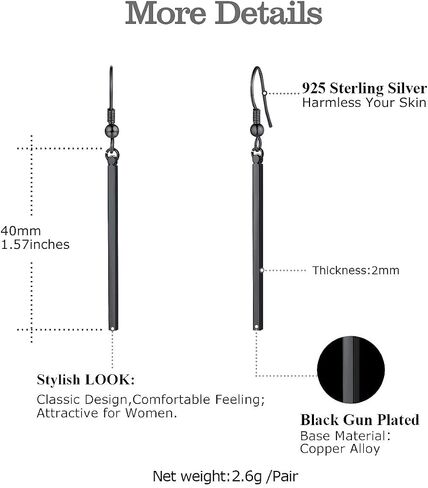 FOCALOOK Vertical Bar Earrings for Women Hypoallergenic Piercing Hook Drop Bar|Hoop Drop Bar Earrings (With Gift Box) in Saudi Arabia