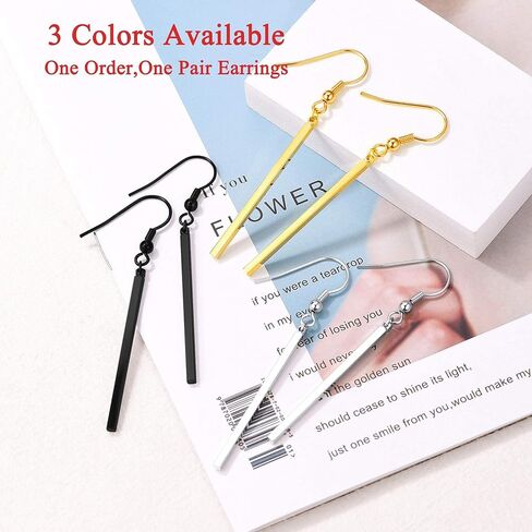 FOCALOOK Vertical Bar Earrings for Women Hypoallergenic Piercing Hook Drop Bar|Hoop Drop Bar Earrings (With Gift Box) in Saudi Arabia