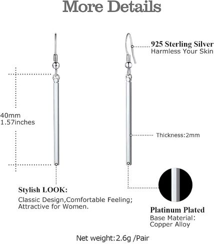 FOCALOOK Vertical Bar Earrings for Women Hypoallergenic Piercing Hook Drop Bar|Hoop Drop Bar Earrings (With Gift Box) in Saudi Arabia