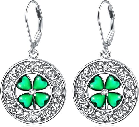 S925 Sterling Silver Holiday Dangle Drop Leverback Earrings for Women Girls Jewelry Gift Hypoallergenic St Patrick’s Day/Halloween/Christmas/Thanksgiving Earrings in Kuwait