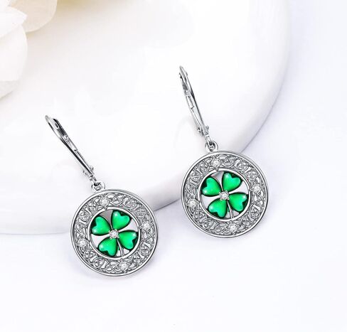 S925 Sterling Silver Holiday Dangle Drop Leverback Earrings for Women Girls Jewelry Gift Hypoallergenic St Patrick’s Day/Halloween/Christmas/Thanksgiving Earrings in Kuwait