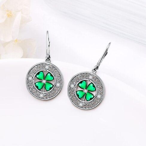S925 Sterling Silver Holiday Dangle Drop Leverback Earrings for Women Girls Jewelry Gift Hypoallergenic St Patrick’s Day/Halloween/Christmas/Thanksgiving Earrings in Kuwait
