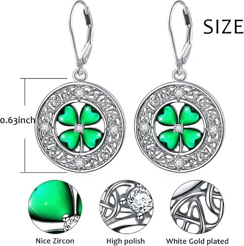 S925 Sterling Silver Holiday Dangle Drop Leverback Earrings for Women Girls Jewelry Gift Hypoallergenic St Patrick’s Day/Halloween/Christmas/Thanksgiving Earrings in Kuwait
