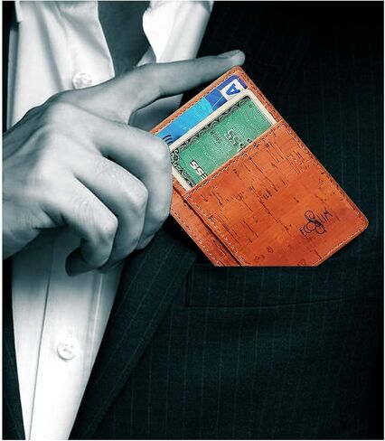 ECO SLIM Wallet Minimalist Front Pocket Wallet RFID Credit Card Holder (Vegan Cork Wallet w/Gift Box) in Saudi Arabia