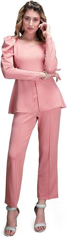 Lycra Long Puff Sleeve Sweetheart Neck Co-Ords Set for Women's | Suit Set|Two Piece Dress in Saudi Arabia