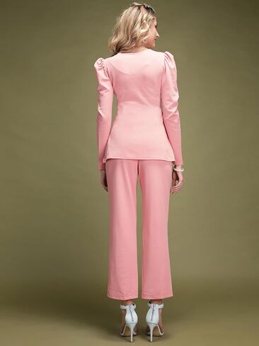 Lycra Long Puff Sleeve Sweetheart Neck Co-Ords Set for Women's | Suit Set|Two Piece Dress in Saudi Arabia