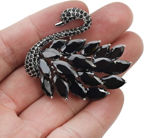 Elegant Black Cubic Zirconia Crystal Swan Bird Brooch Pins Breastpin Bouquet Wedding Jewelry Pendant for Women Bridal Gift in Saudi Arabia