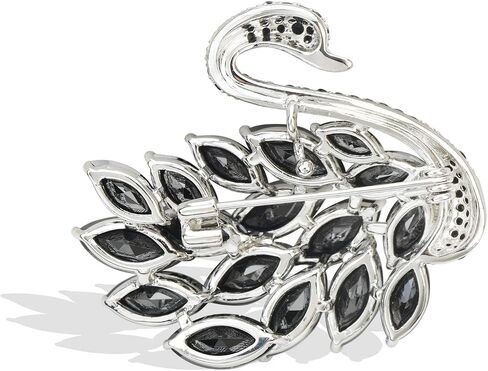 Elegant Black Cubic Zirconia Crystal Swan Bird Brooch Pins Breastpin Bouquet Wedding Jewelry Pendant for Women Bridal Gift in Saudi Arabia