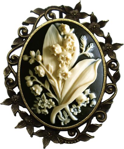 Cameo Brooch Pin Classic Decor Antique Brass Necklace Combination Fashion Jewelry Pouch for Gift in Kuwait