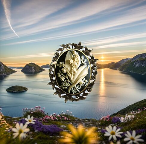 Cameo Brooch Pin Classic Decor Antique Brass Necklace Combination Fashion Jewelry Pouch for Gift in Kuwait