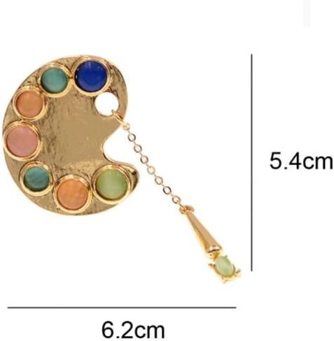 Lovely Gold Opal Painting Plate Brooch Necklace Pendant Pin Enamel Colorful Pigment Palette Brooch Gift Drawing Lovers Brooches Gifts, Alloy Steel, no gemstone in Kuwait