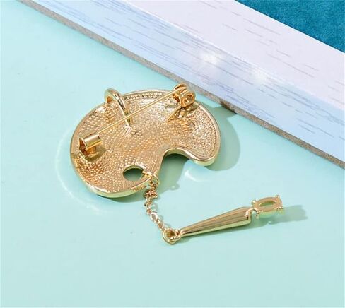 Lovely Gold Opal Painting Plate Brooch Necklace Pendant Pin Enamel Colorful Pigment Palette Brooch Gift Drawing Lovers Brooches Gifts, Alloy Steel, no gemstone in Kuwait