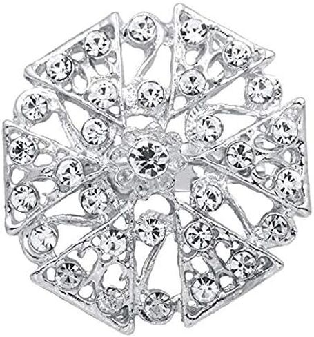 Tvoip Fashion Lot 12pc Clear Rhinestone Crystal Flower Brooches Pins in Saudi Arabia