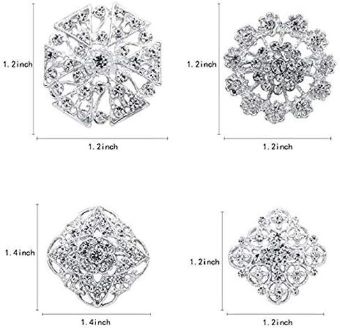 Tvoip Fashion Lot 12pc Clear Rhinestone Crystal Flower Brooches Pins in Saudi Arabia