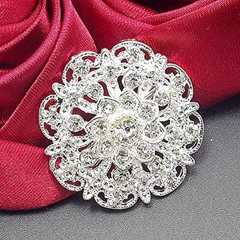 Tvoip Fashion Lot 12pc Clear Rhinestone Crystal Flower Brooches Pins in Saudi Arabia
