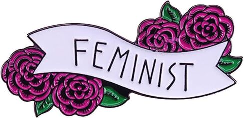 Feminist Brooch Pins Flower Brooches for Women Fashion Justice Lapel Pins Red Cartoon Flower Enamel Lapel Pin for Clothing Bags Jackets Hat Accessory Decoration, Metal, enamel, Metal, enamel in Kuwait