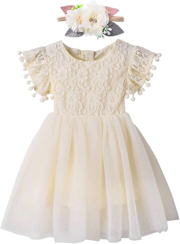 توتو دريمز دانتيل بوم بومس توتو فستان للفتيات زهرة فتاة تول فساتين عيد ميلاد الزفاف ملابس الحفلات in Kuwait